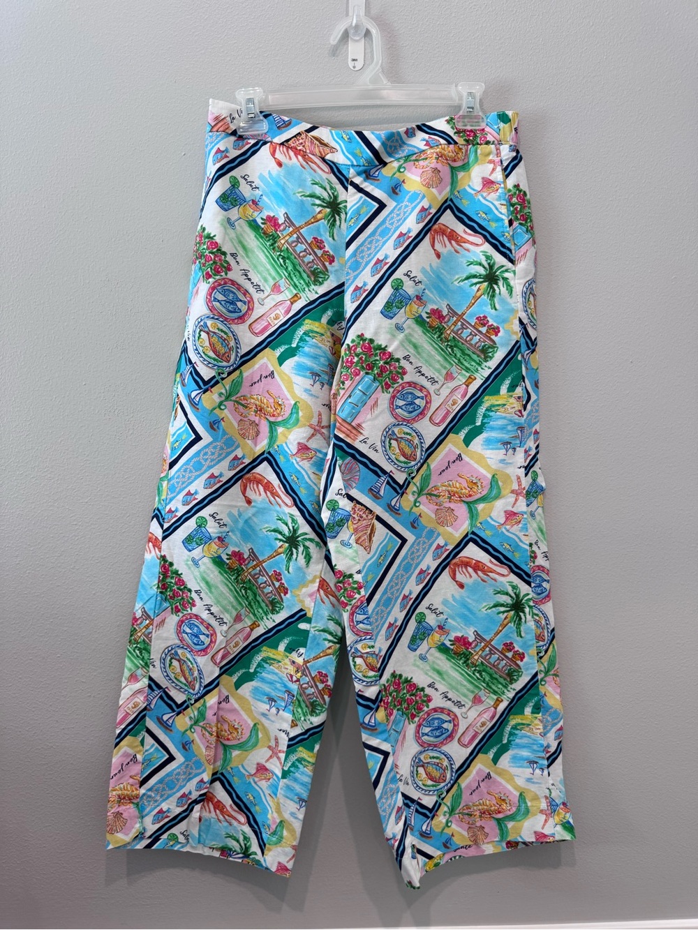 Talbots Petite Medium Tropical Resort Print Wide Leg Crop Pants MP